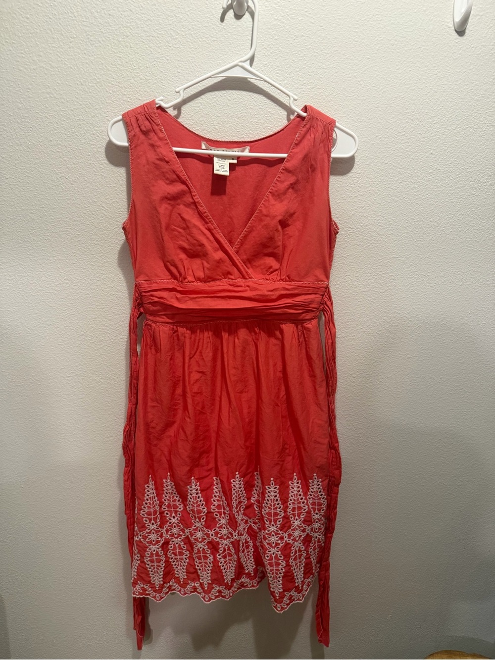 Max Studio Coral Sleeveless V-Neck Embroidered Hem Dress